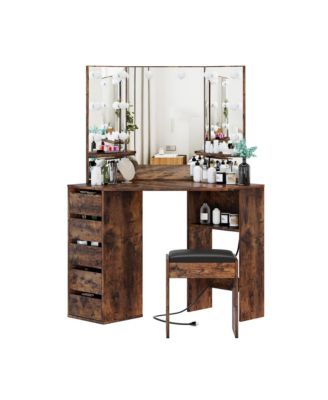 Vanity Desk with Mirror and Lights - Vanity with 3 Lighting Options