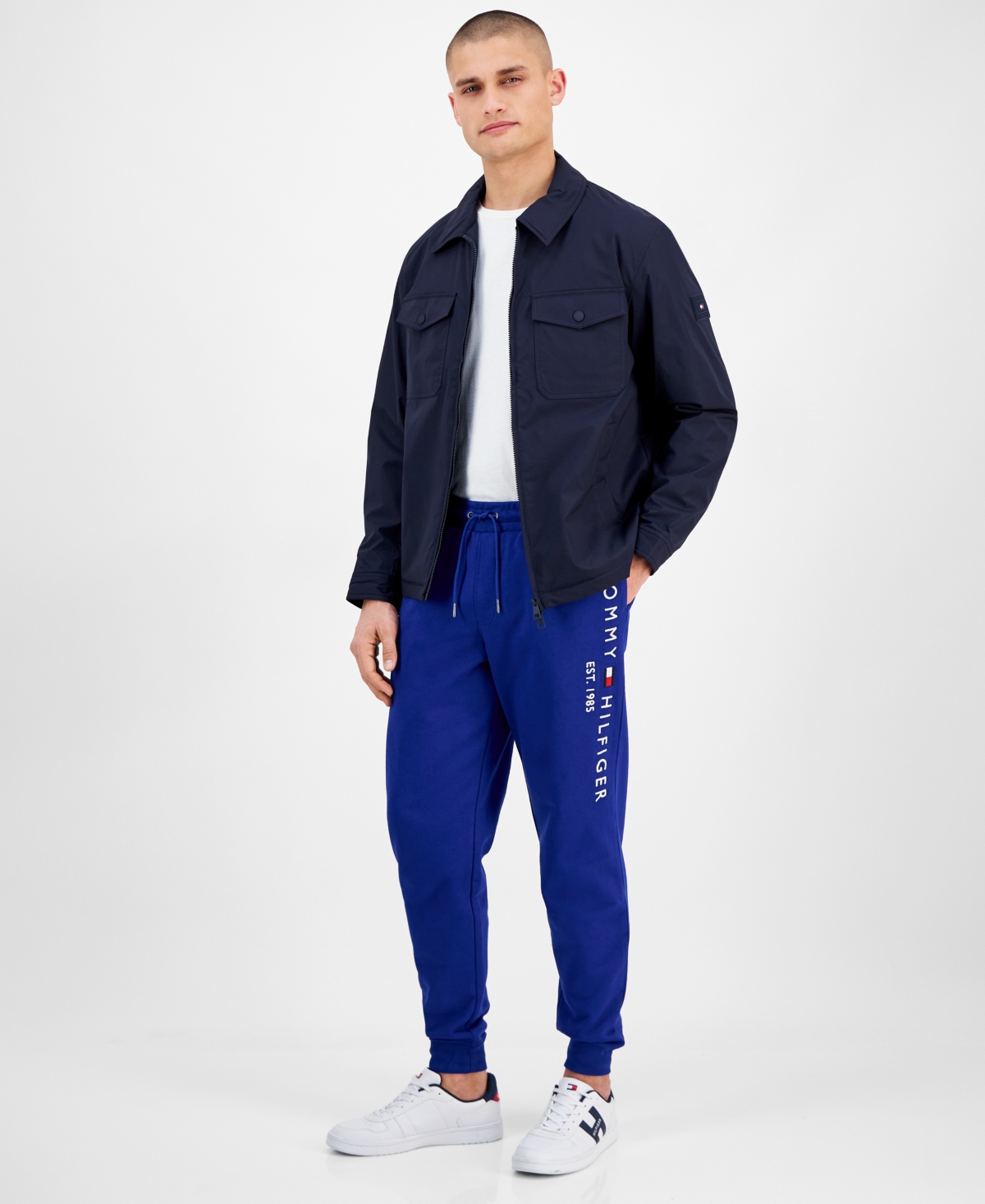 Tommy Hilfiger Men's Padded Shirt Jacket In Desert Sky