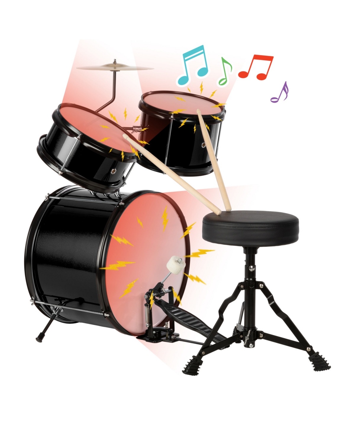 Trademark Global Hey Play 3-piece Beginner Drum Set In Black