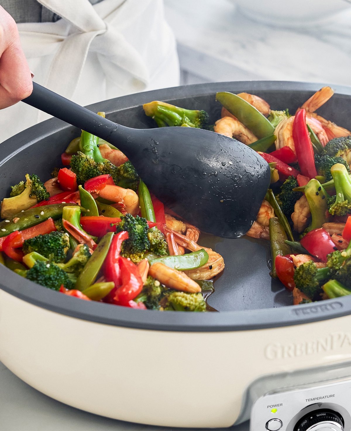Greenpan Elite 5.5 Quart Nonstick Oval Electric Skillet In Cloud Cream