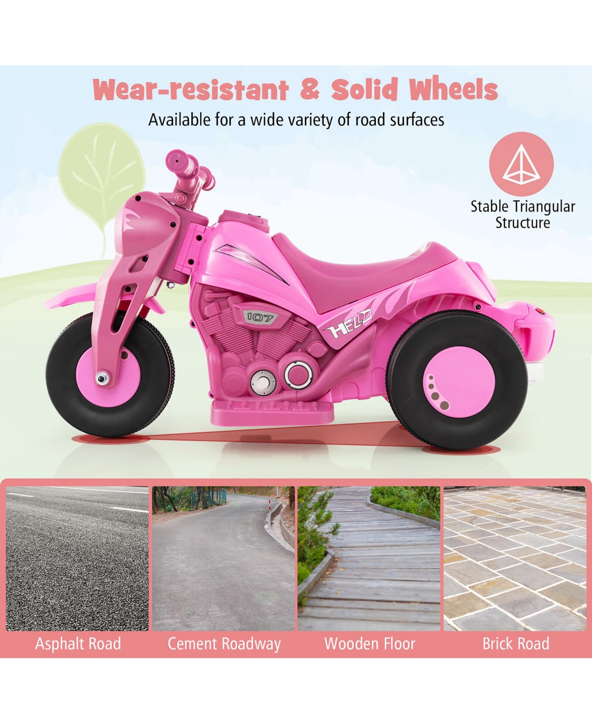 Gymax 6V Kids Bubble Car Electric Ride on Motorcycle w/ Music Button & Led Headlight
