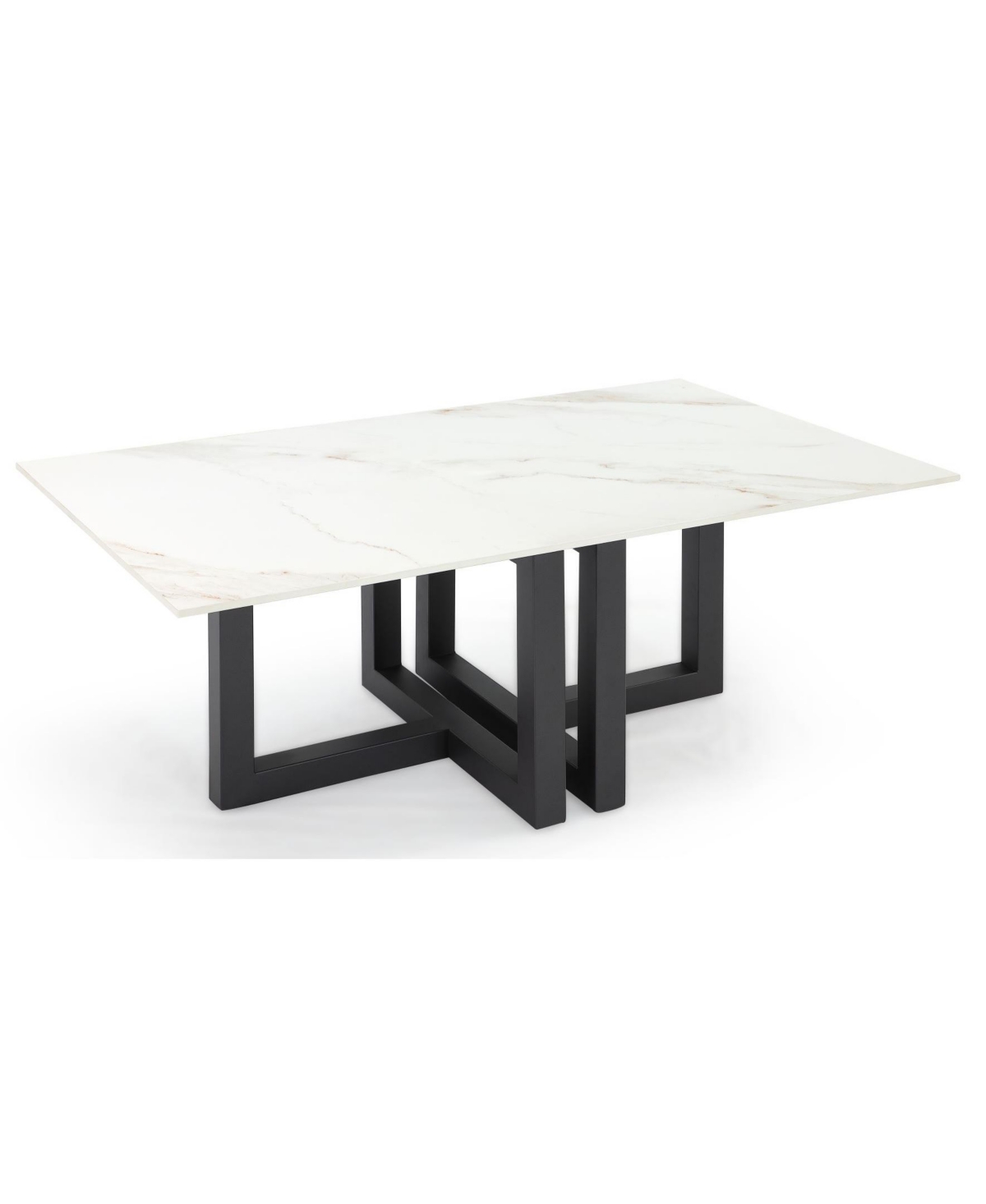 Macy's Emila 48" Rectangle Sintered Stone Mix And Match Coffee Table In White Sintered Stone,gunmetal