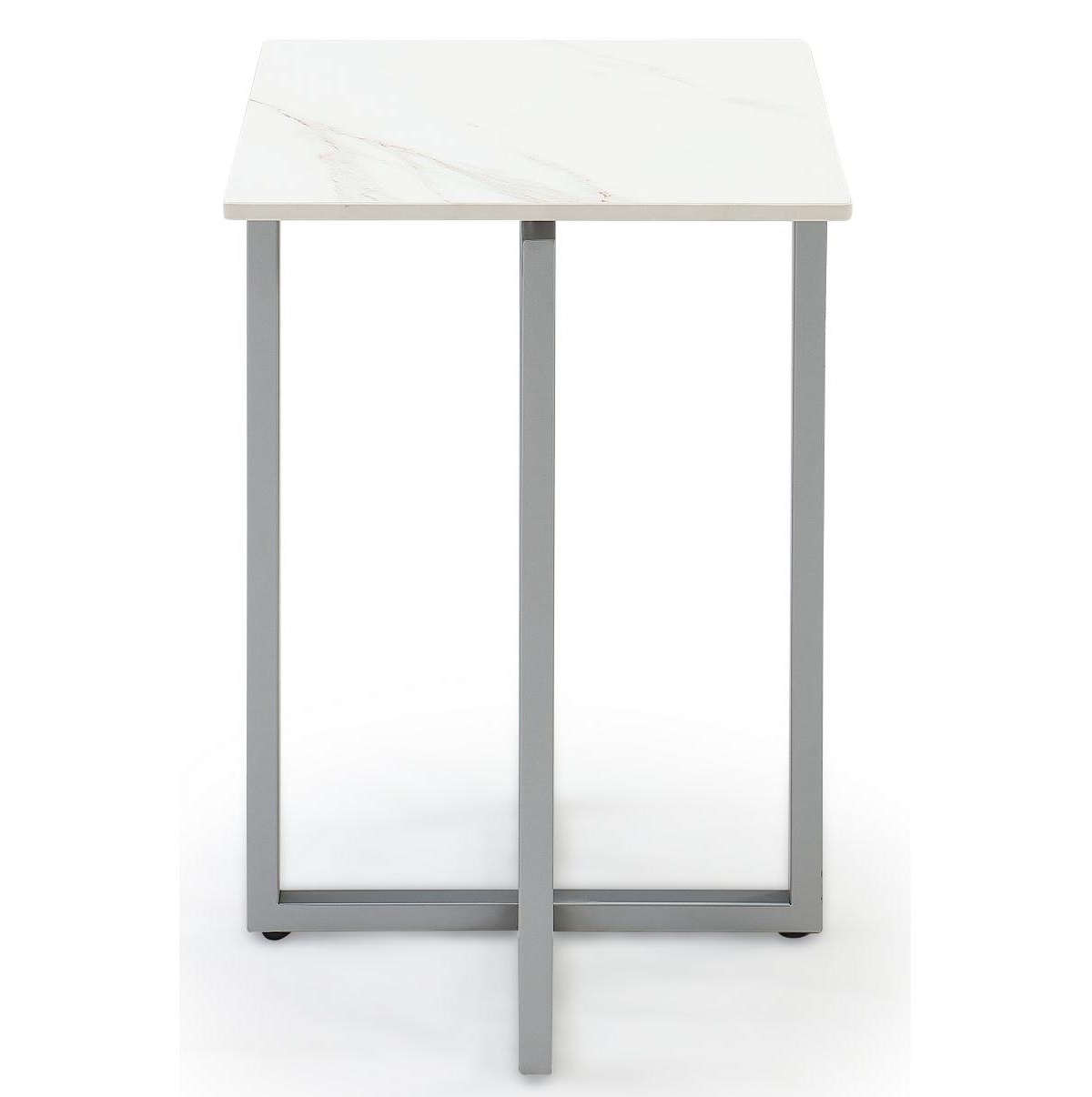 Macy's Emila 14" Square Sintered Stone Mix And Match Martini Table In White,silver Sky