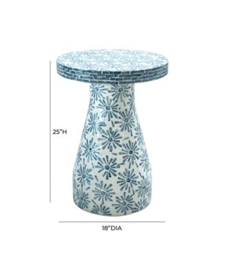 18" Wood and Shell Side Table