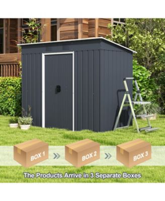 Outside Garden Storage Shed Tool House with Ground Foundation Frame