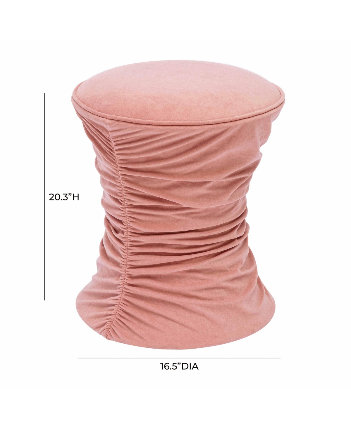 Tov Furniture Bounce Ruched Velvet Adjustable Ottoman In Pink