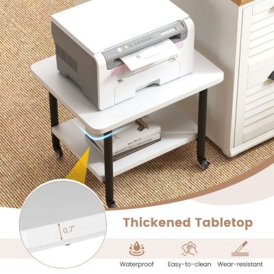 Under Desk Printer Stand with 360° Swivel Casters and Storage Shelves