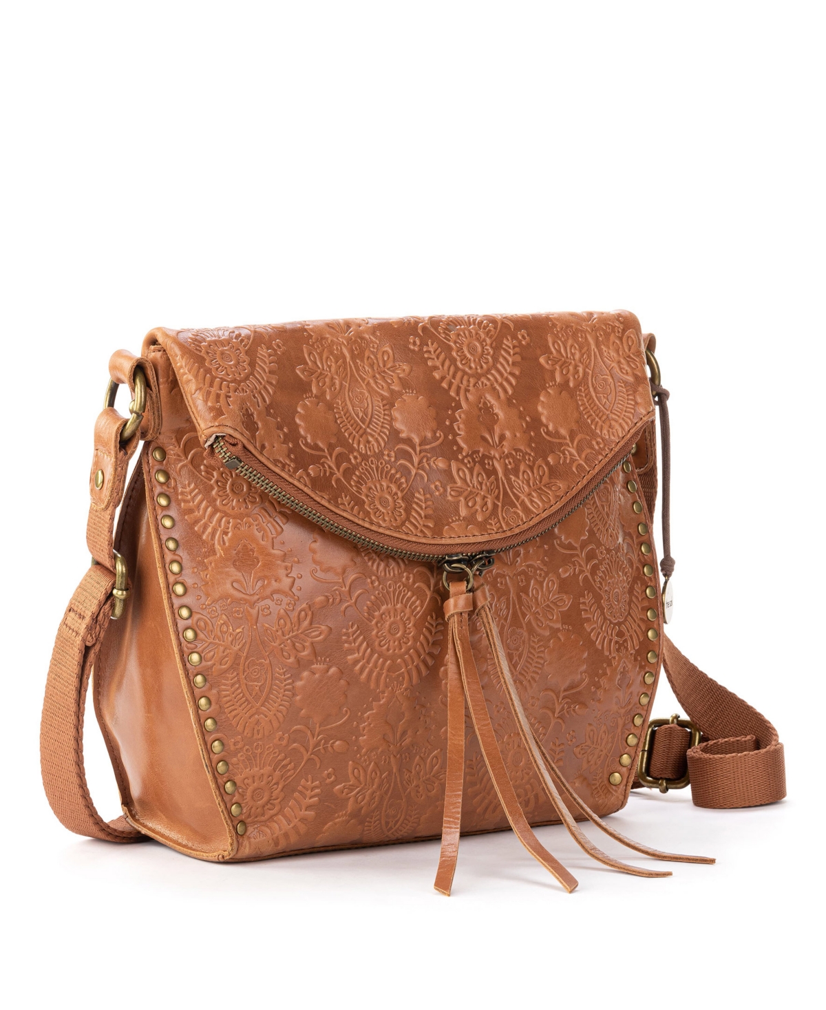 The Sak Women s Silverlake Leather Crossbody Bag Maritime Wave Emboss Smart Closet