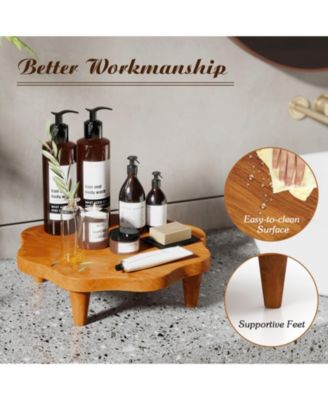 16" Teak Wood Pedestal Stand for Aroma and Snacks