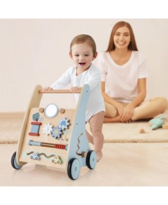 Wooden Baby Push and Pull Walker with Multi-Activity Learning Center