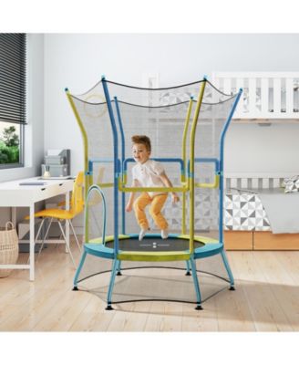 Mini Trampoline for Kids with Safety Enclosure Net and Foam Handles