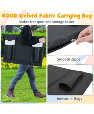 Wooden 4-in-a-row Game Set with 42 PCS Chips and 600D Oxford Fabric Carrying Bag