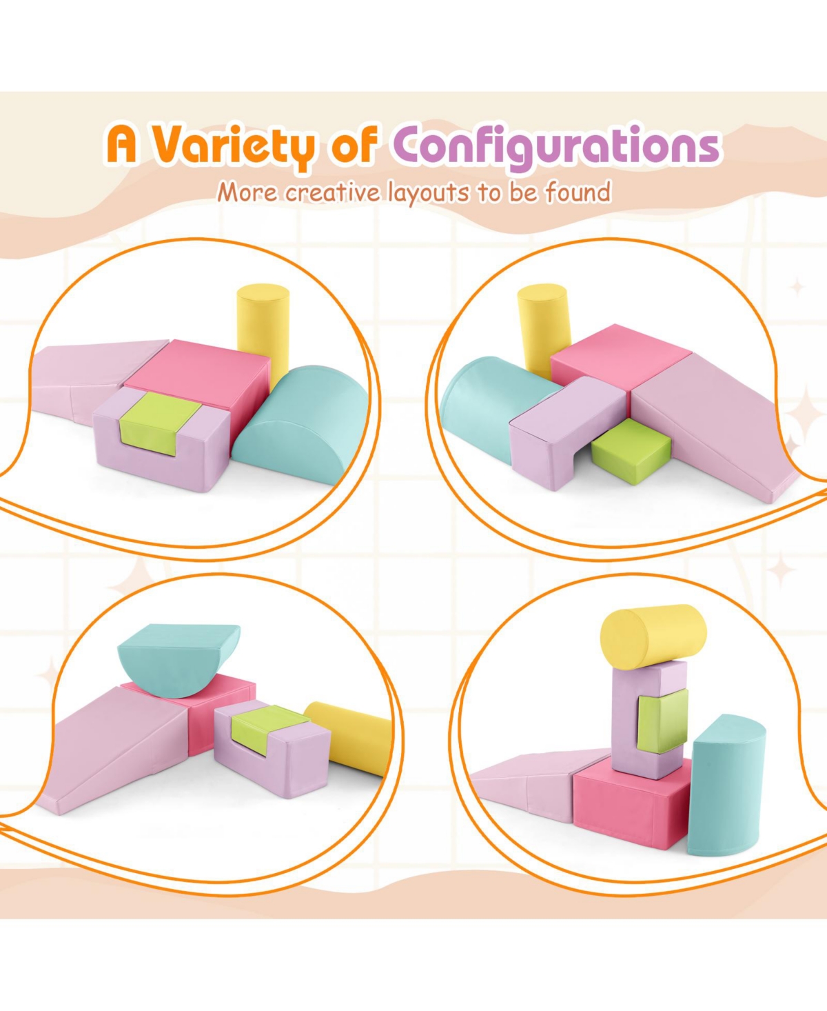 Gouun 6 Pieces Foam Climbing Blocks Indoor Climb and Crawl Activity Playset with Rectangles