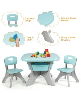 In/Outdoor 3-Piece Plastic Children Play Table & Chair Set