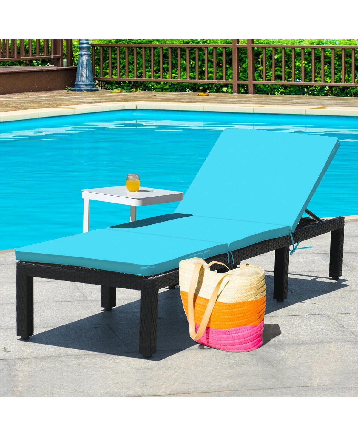 Gouun Patio Rattan Cushioned Height Adjustable Lounge Chair