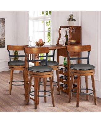 Set of 4 BarStool 25.5'' Swivel Counter Height Dining Chair with Rubber Wood Legs