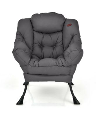 Modern Polyester Fabric Lazy Chair with Steel Frame and Side Pocket