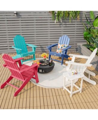 Outdoor Adirondack Chair with Built-in Cup Holder for Backyard Porch