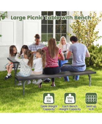 6 Feet Picnic Table Bench Set with HDPE Tabletop for 8 Person