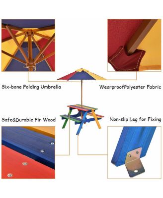 4 Seat Kids Picnic Table with Umbrella