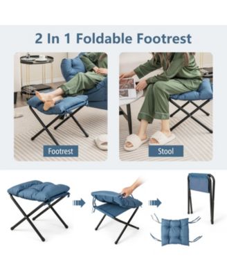 Modern Accent Sofa Chair with Folding Footrest and Side Pocket