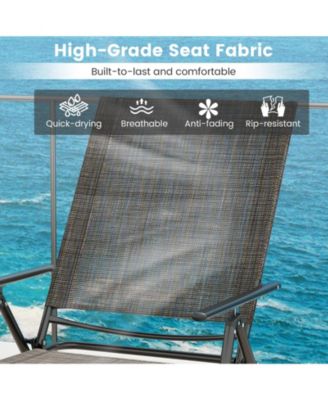 2 Piece Patio Folding Chaise Lounge Chairs Recliner with 6-Level Backrest