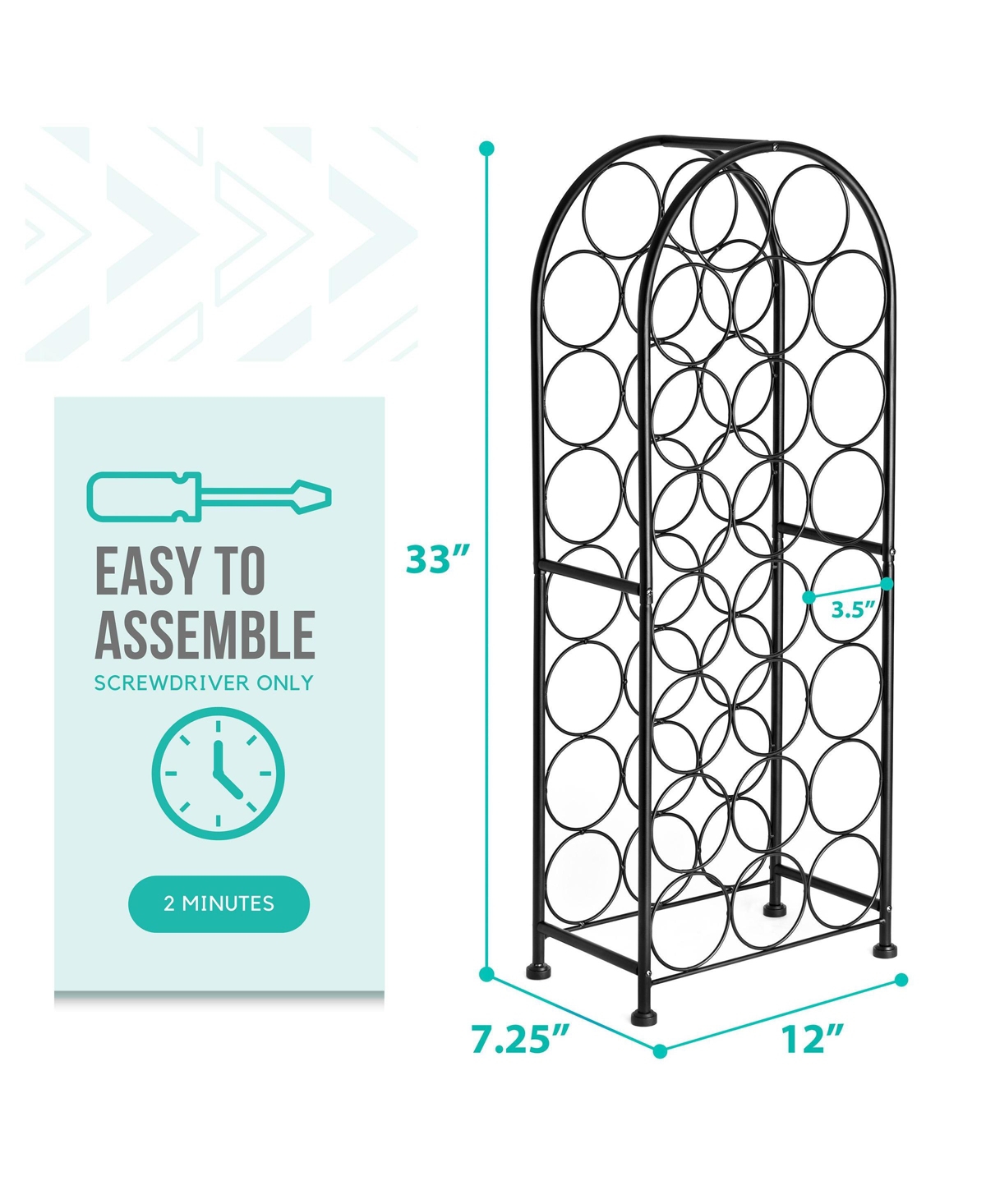 Sorbus 23-Bottle Bordeaux Chateau Wine Rack - Elegant Storage, Timeless Style, Optimal Freshness for Your Wine Collection - Black