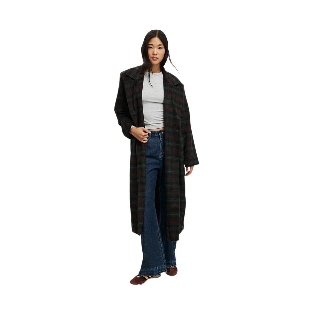 Cotton On Women's Harrison Coat -brown check