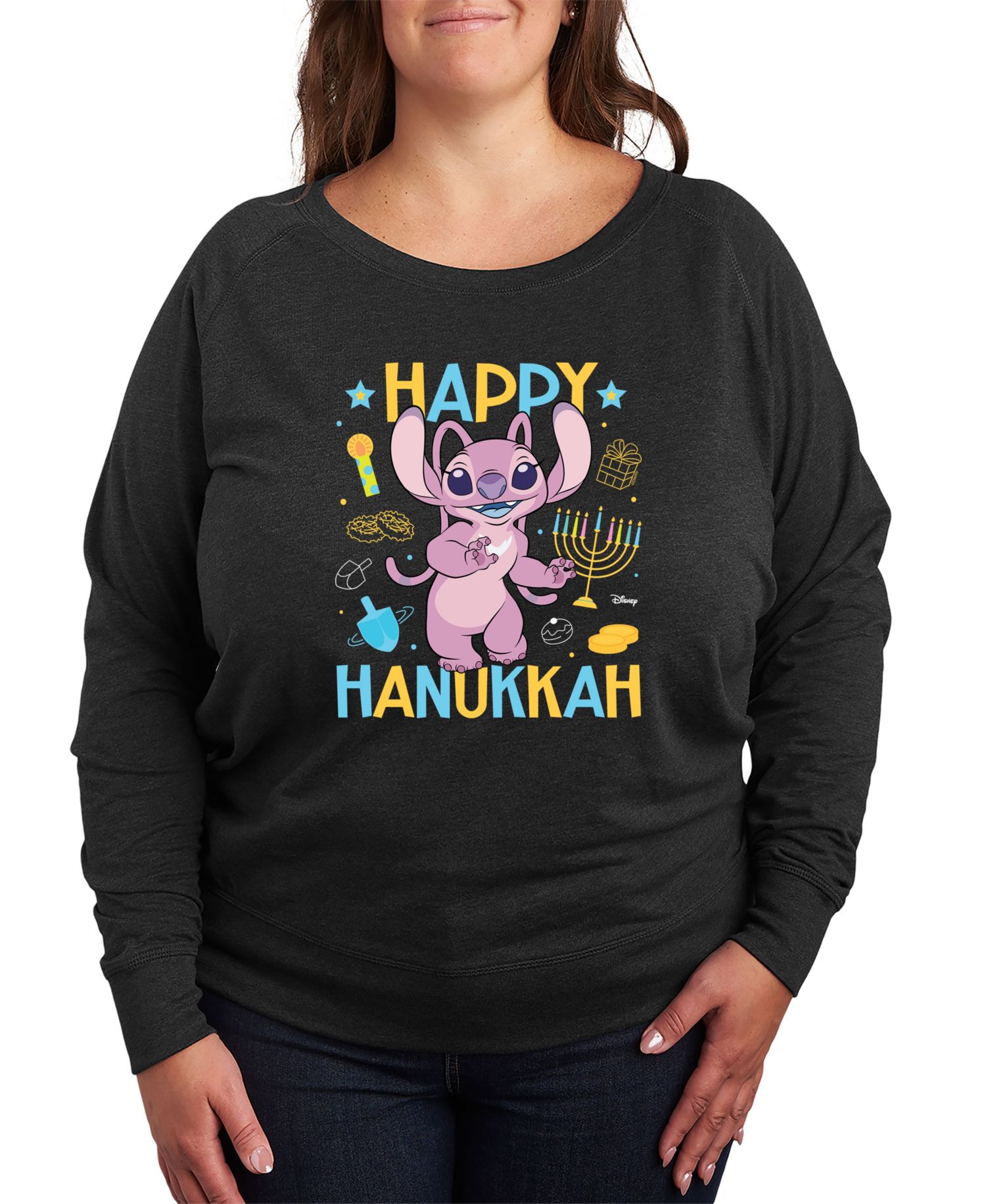 Plus Size Lilo Stitch Hanukkah Graphic Pullover Top