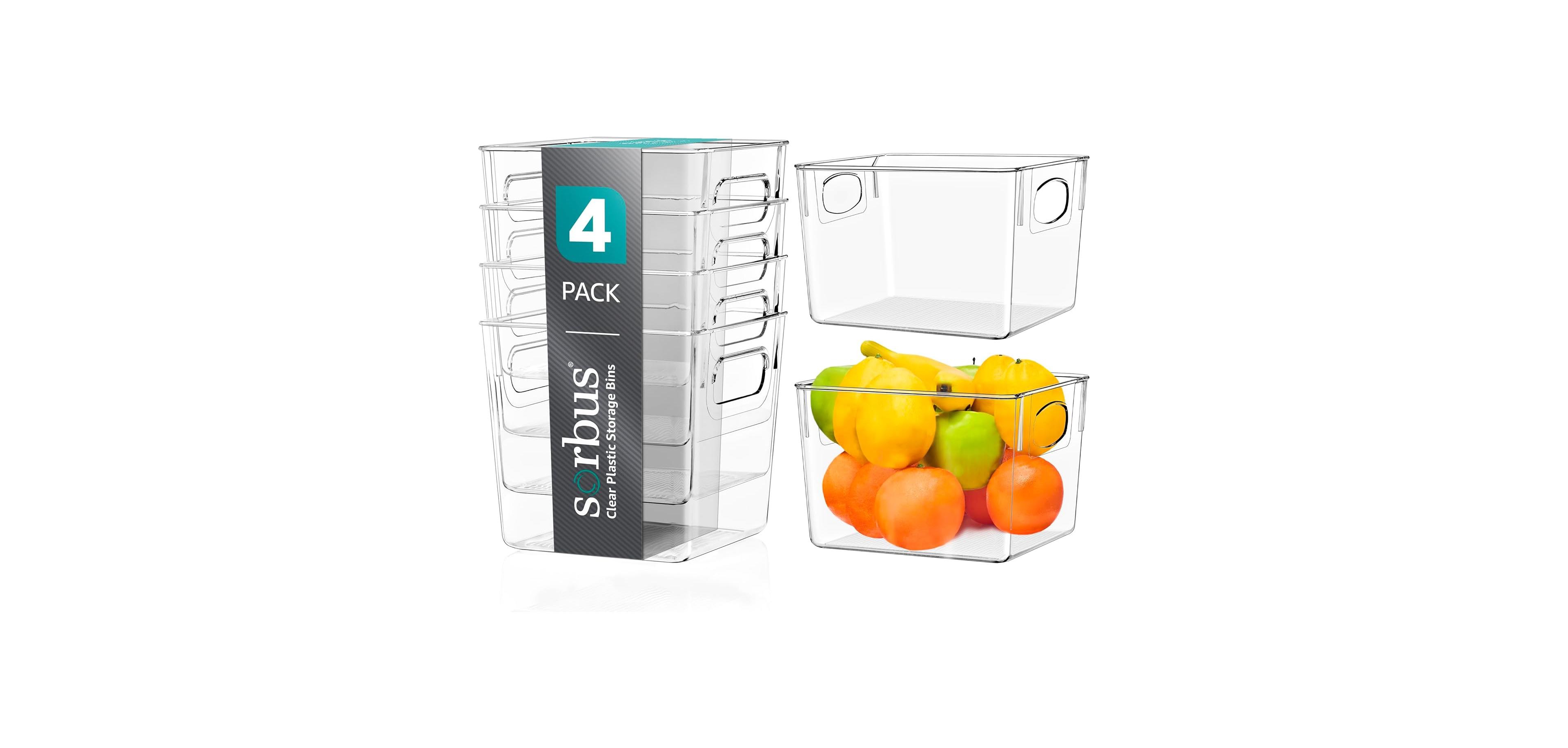 Sorbus 4-Pack Medium Clear Storage Bins with Handles