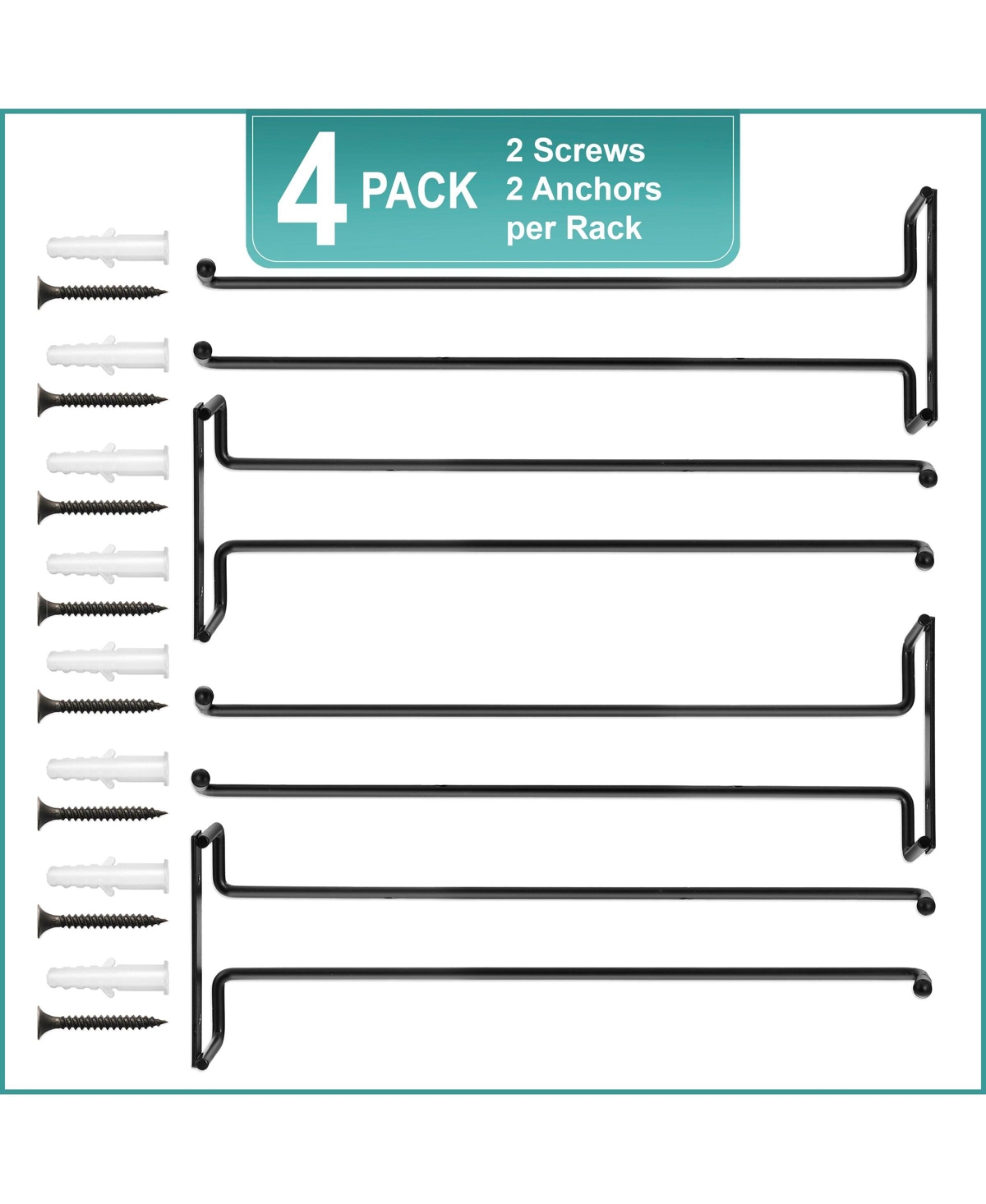 Sorbus Pack Wall Mounted Wine Glass Racks for Under Cabinet - for Home Bar Holds Up to Glasses Each