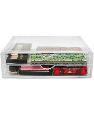 2 Clear Large Stackable Acrylic Drawers - for Organizing Make up, Nail Polish, Hair Accessories, and Beauty Supplies