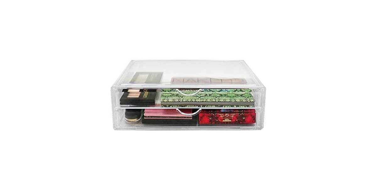Sorbus 2Stackable Acrylic Drawers - for Organizing Make up, Nail Polish, Hair Accessories, and Beauty Supplies - Clear