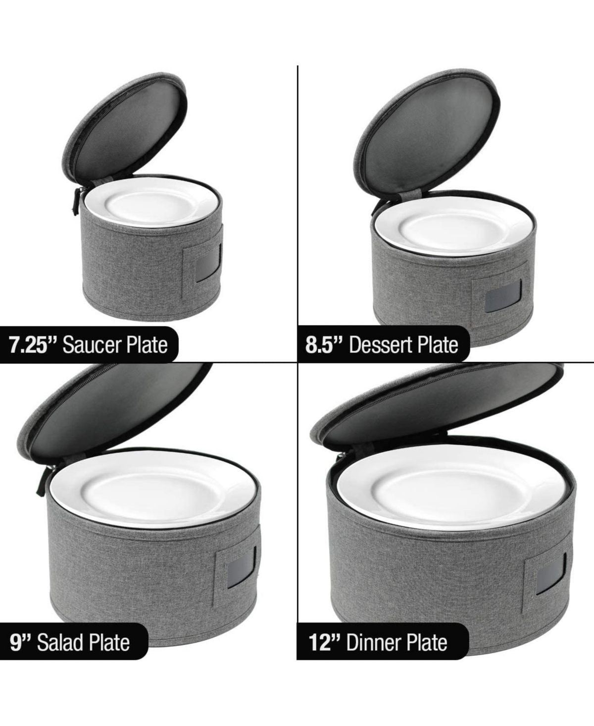 Sorbus 4-Piece Stackable Plate Carrier Set for Dinnerware, Plate Organization and Storage with Felt Plate Protector