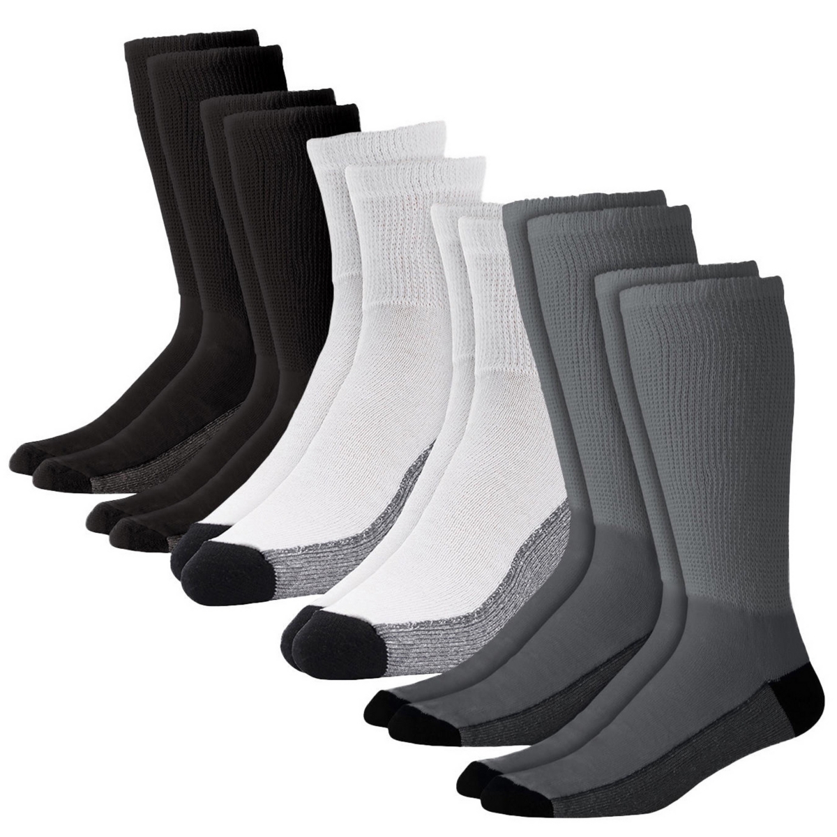 Men's Full Length Cushioned Crew Socks 3-Pack - Multi