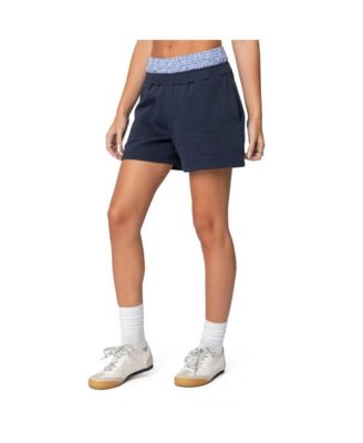 Women's Plaid Boxer Detail Sweat Shorts