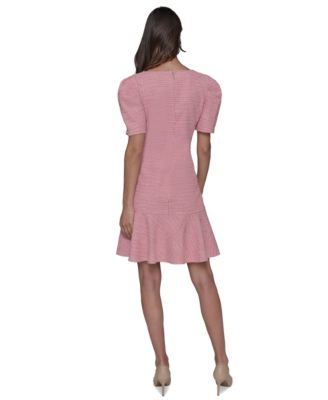 karl lagerfeld pink tweed dress KARL LAGERFELD PARIS Women's Puffed-Shoulder Tweed Dress