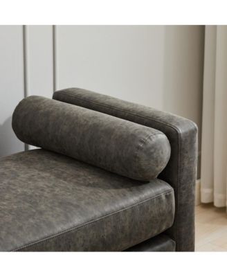 66" Upholstered Bench Daybed Ottoman with Wood Legs for Bedroom, Living Room, Entryway-The Pop Home