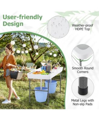 5 FT Folding Ice Cooler Table with Double Sinks for Camping Party Picnic Wedding