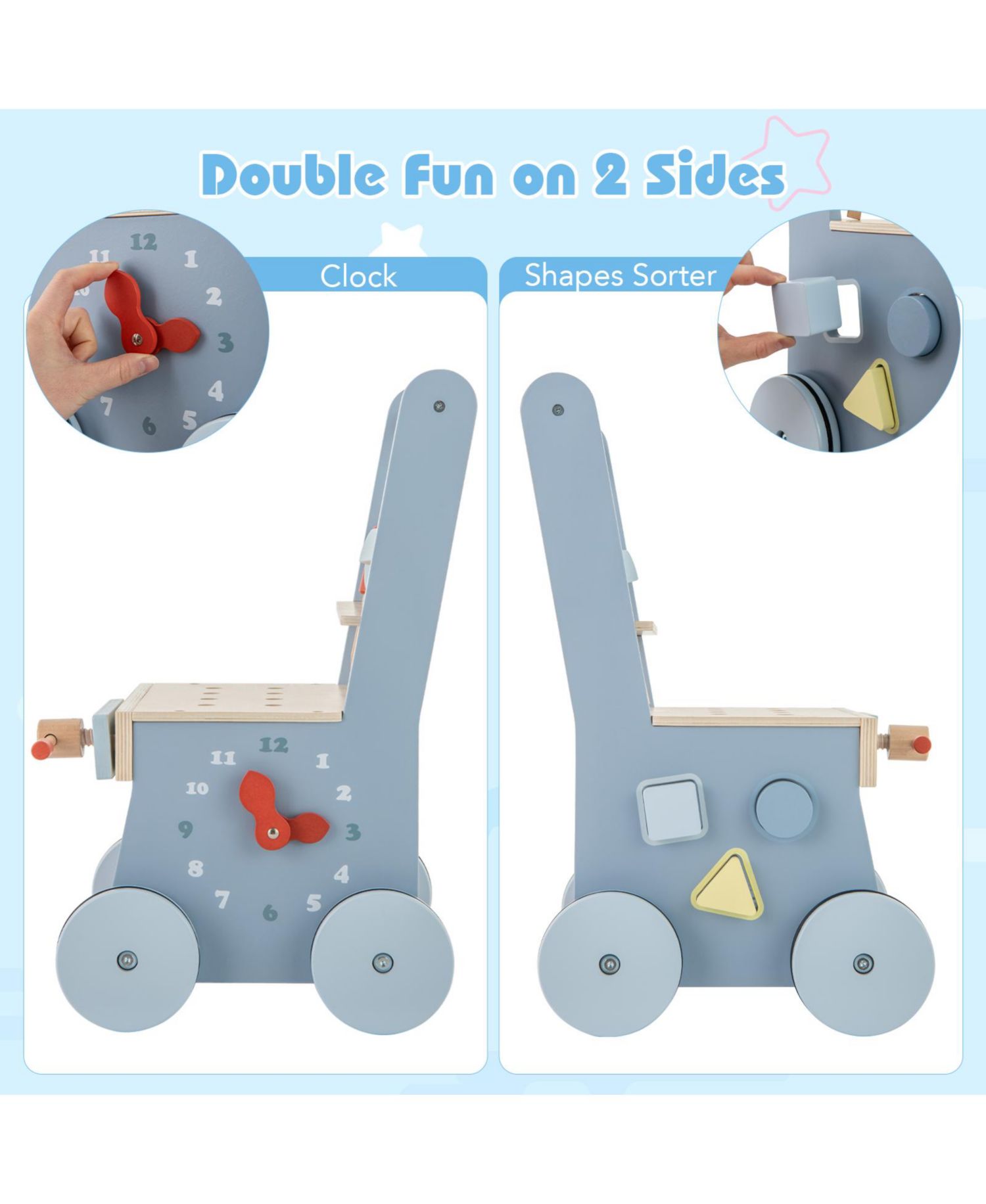 2-in-1 Wooden Toddler Push Walker