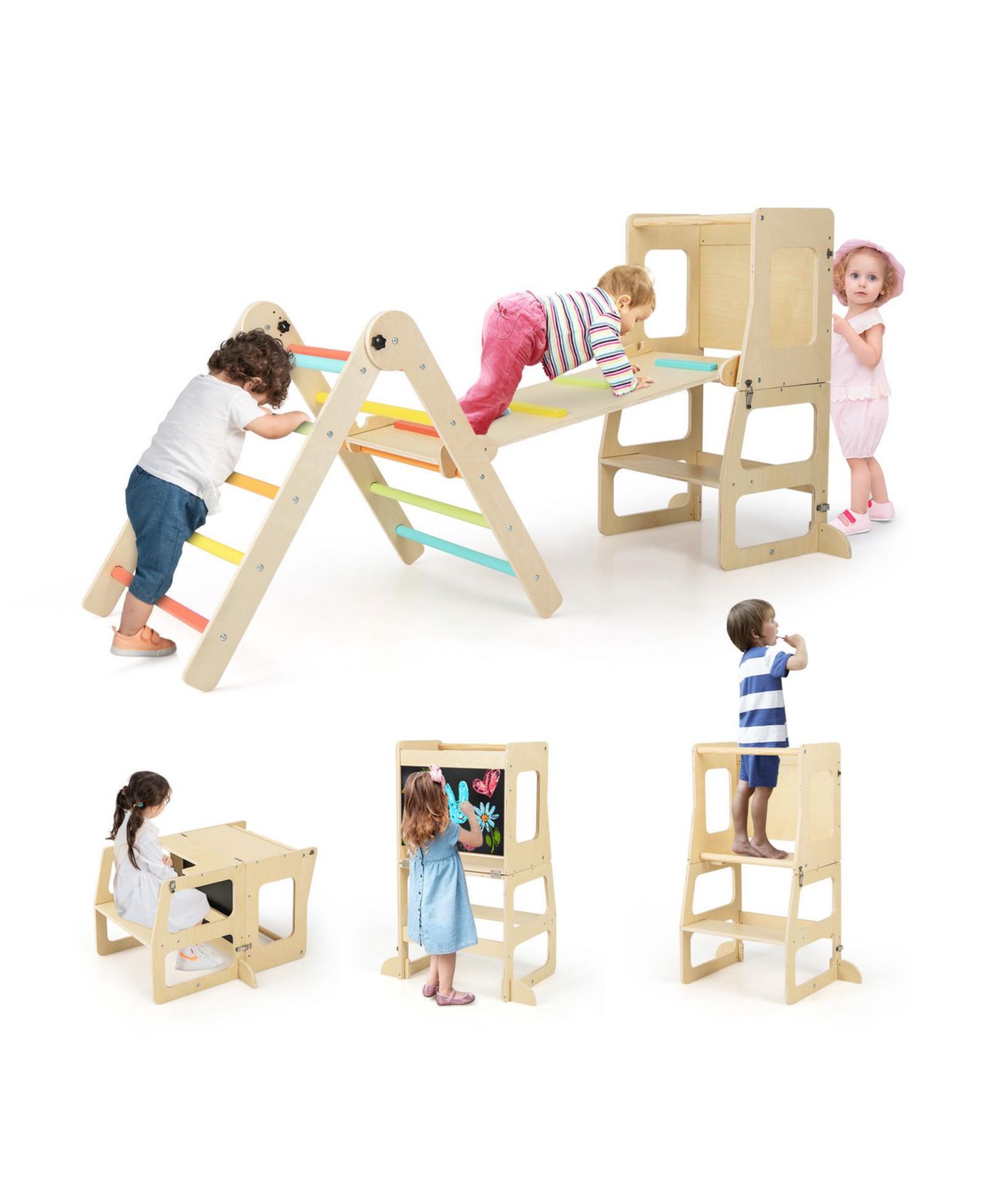 7-in-1 Foldable Wooden Climbing Activity Set, Ages 3+