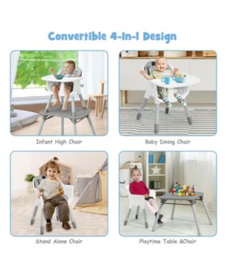 4-in-1 Baby Convertible Toddler Table Chair Set with PU Cushion