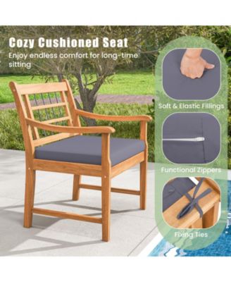 3 Piece Wood Patio Furniture Set with Seat Cushions and Acacia Wood Frame