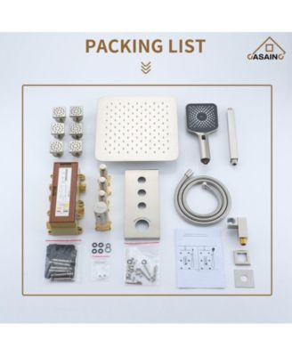 3 Functions 12 Inch Ceiling Mounted Thermostatic Shower System