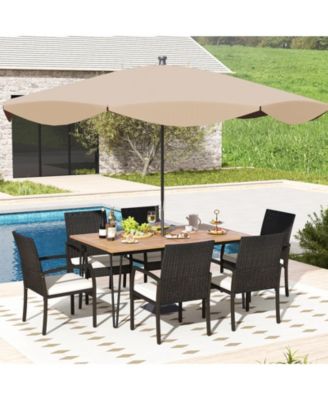 7 Pieces Patio Dining Set with Acacia Wood Dining Table for Porch Backyard Garden Poolside