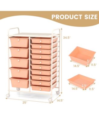 15-Drawer Utility Rolling Organizer Cart Multi-Use Storage