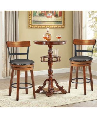 Set of 2 BarStool 25.5'' Swivel Counter Height Dining Chair with Rubber Wood Legs