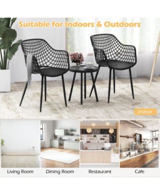 3 Piece Patio Chair Set with PP Seat and Tabletop for Porch