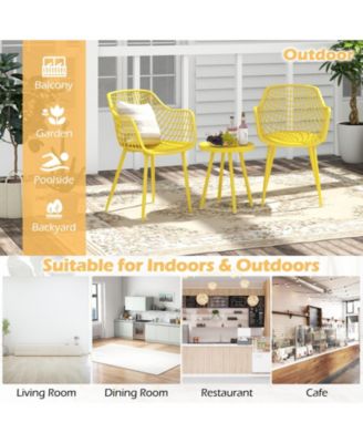 3 Piece Patio Chair Set with PP Seat and Tabletop for Porch