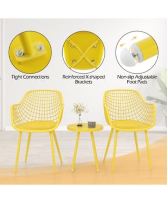 3 Piece Patio Chair Set with PP Seat and Tabletop for Porch